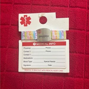 Rainbow Unicorn Epilepsy Medical ID Bracelet with Card
